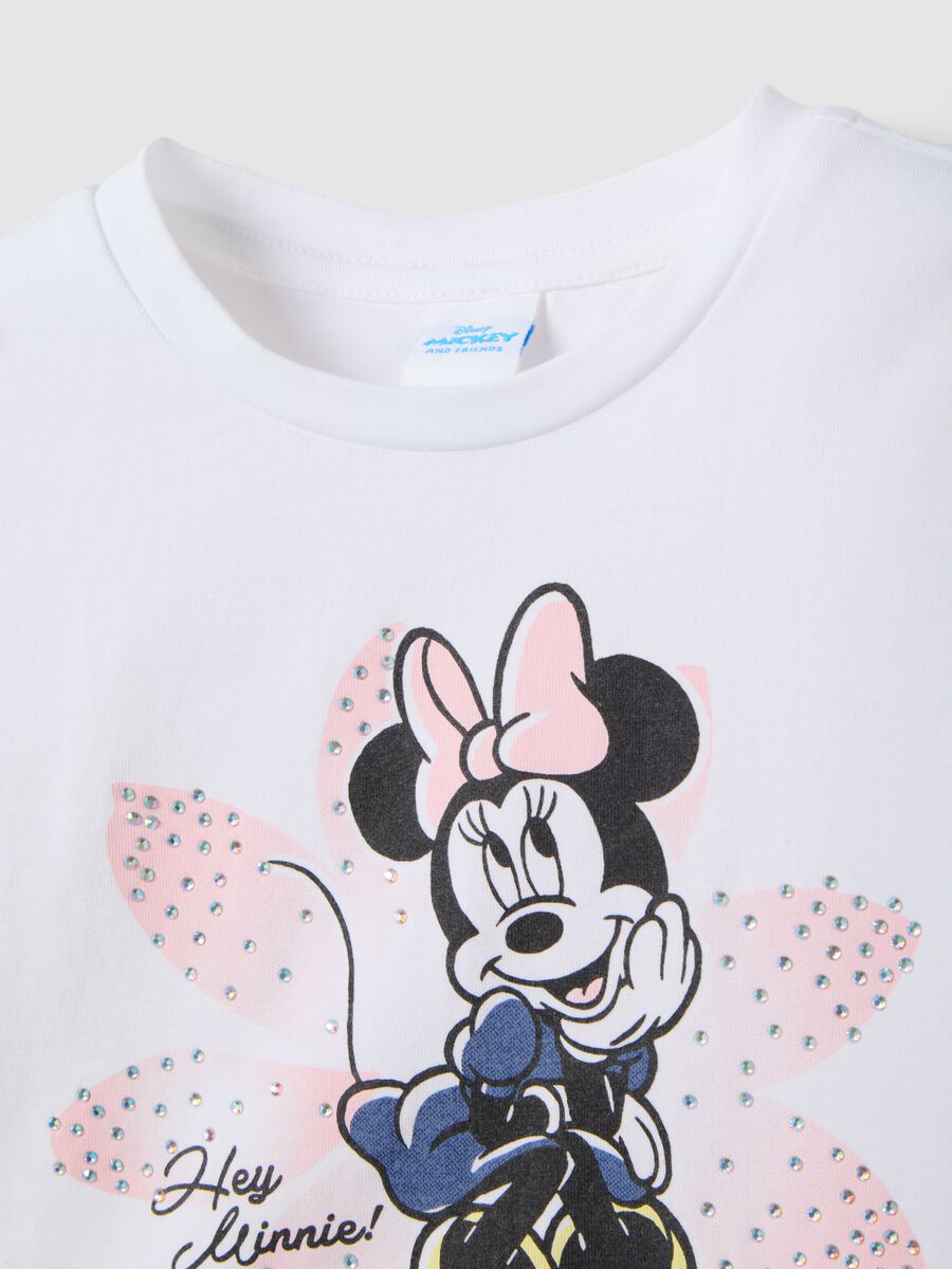 Girl's white stretchy cotton T-shirt featuring Minnie_2