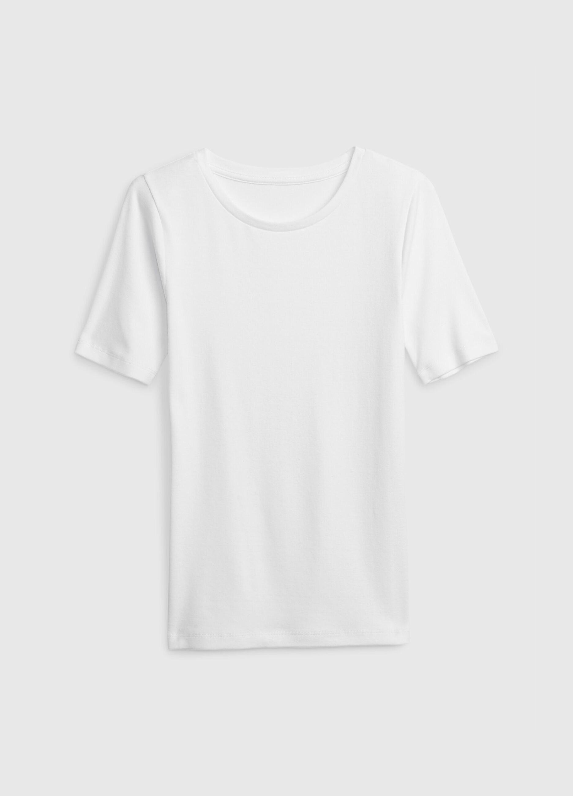 Round-neck t-shirt in stretch cotton and modal