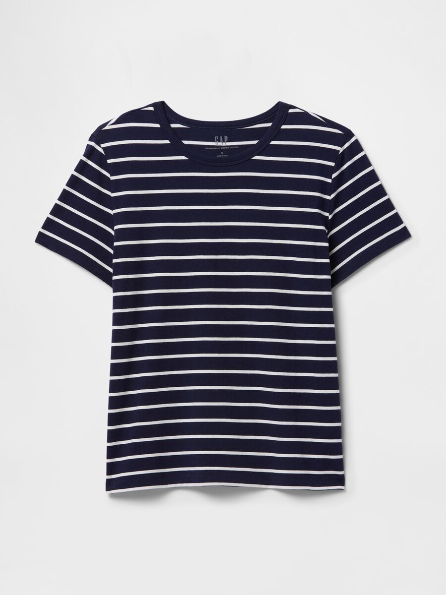 Blue and white striped pure cotton T-shirt_3