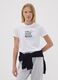 T-shirt bianca in puro cotone organico con grafica per ragazza_0
