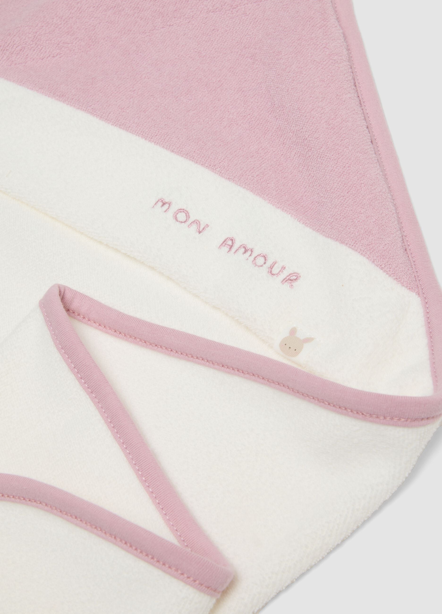 White organic cotton hooded baby girl bathrobe