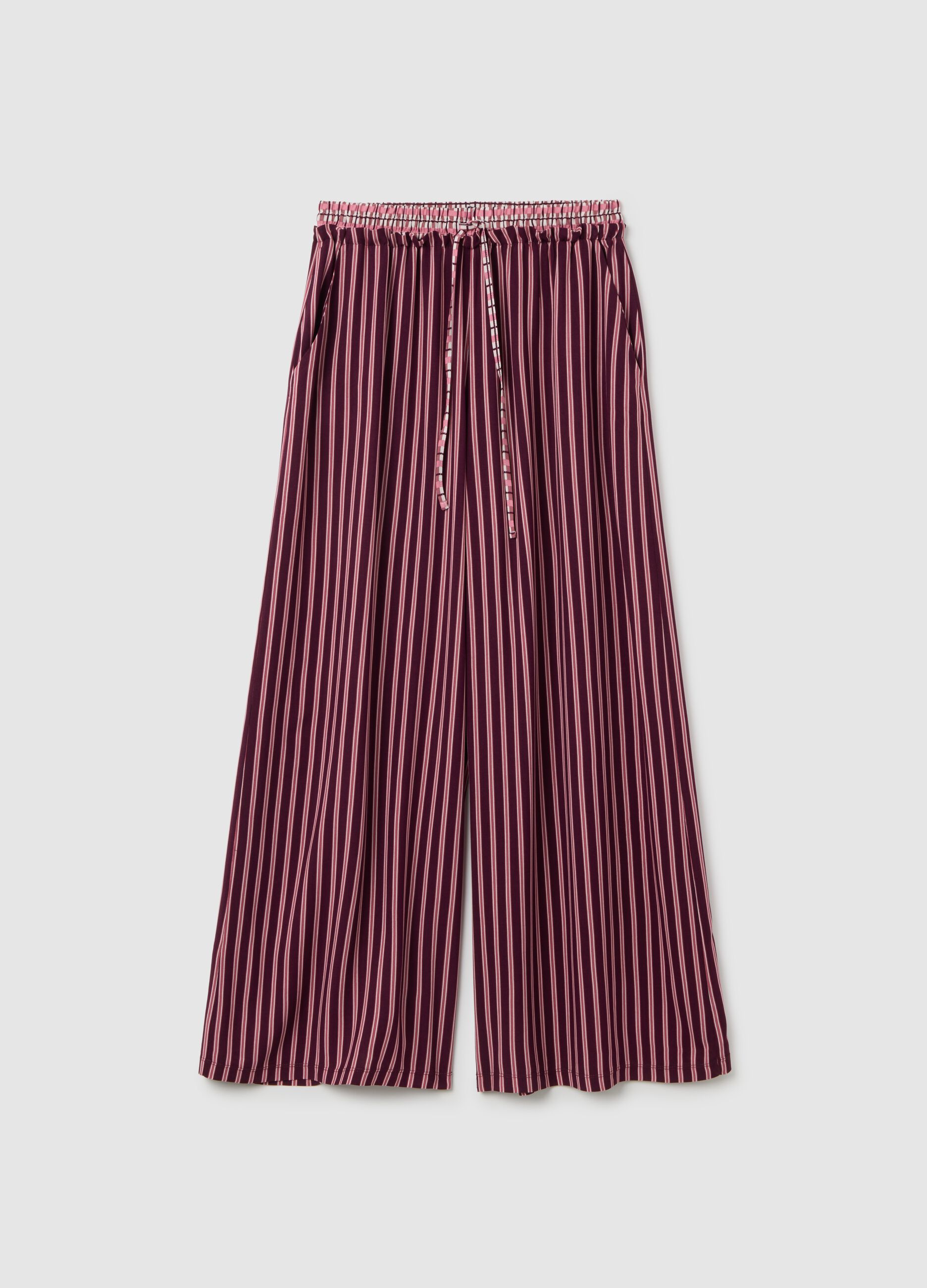 Pink striped pyjama trousers with elasticated waistband