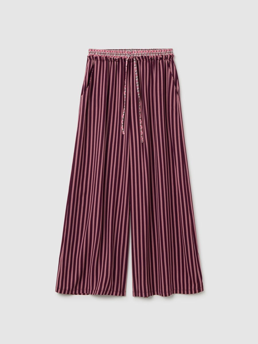 Pink striped pyjama trousers with elasticated waistband_0