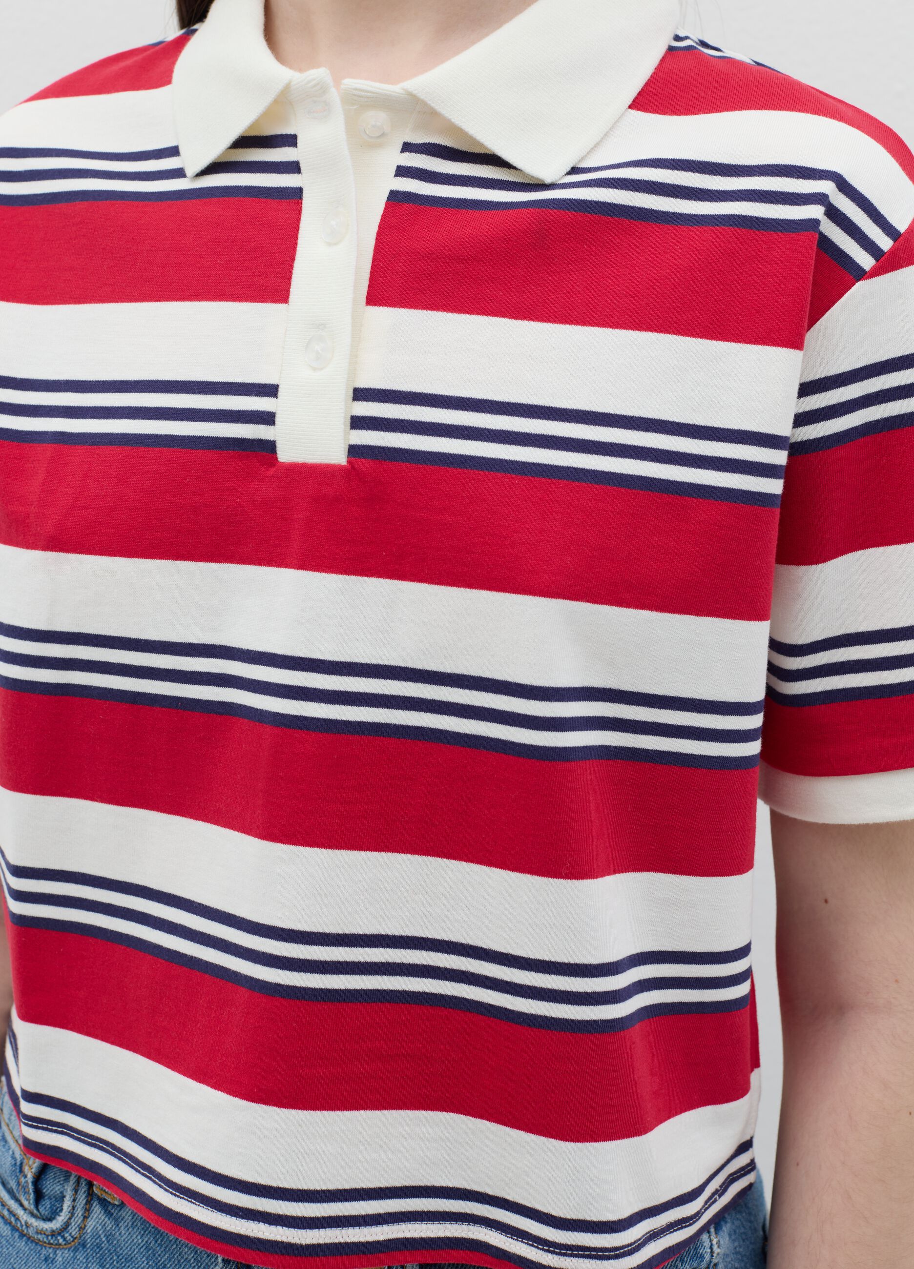 Red and white striped polo shirt