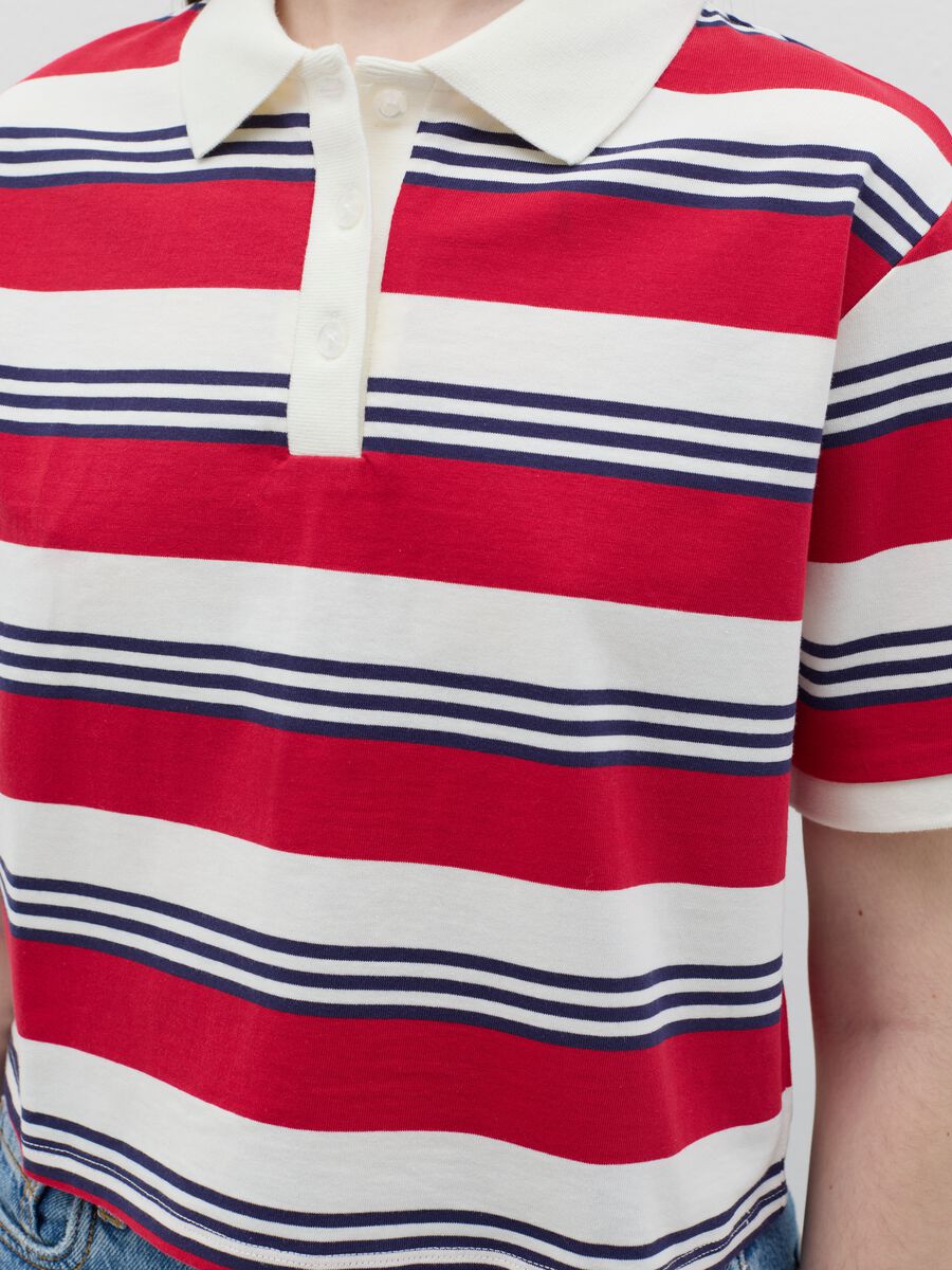 Red and white striped polo shirt_2