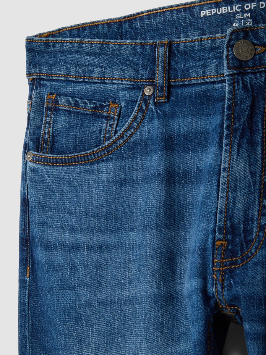 Jeans in cotone elasticizzato blu slim fit_5