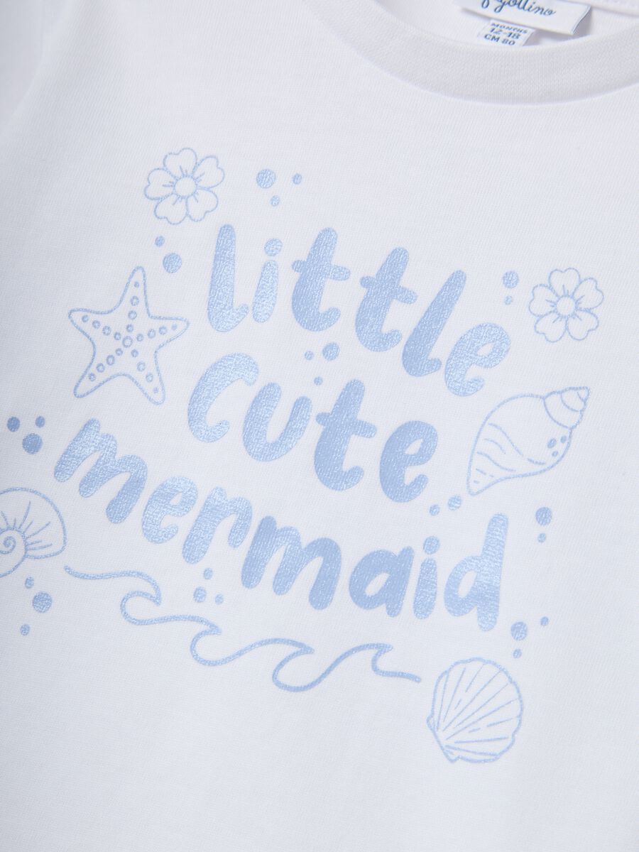White pure organic cotton girls&rsquo; T-shirt with seaside print_3