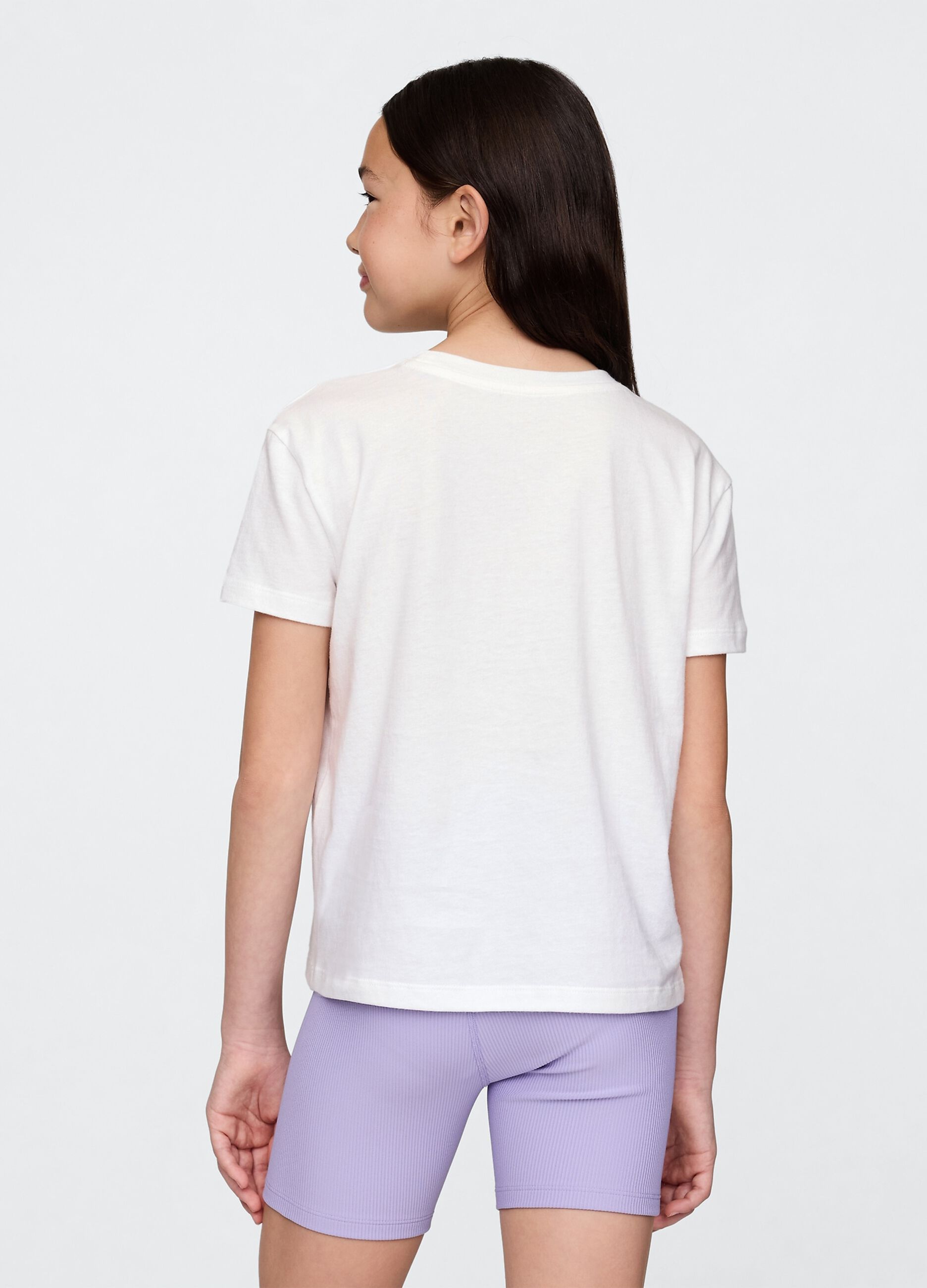 White T-shirt with tropical print