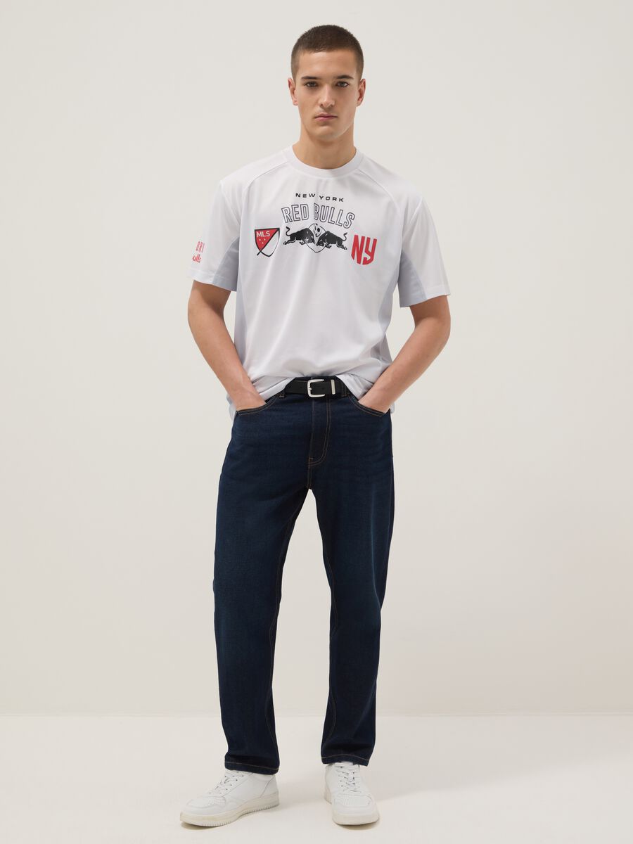 Short sleeve pure cotton white regular fit Red Bulls T-shirt_1