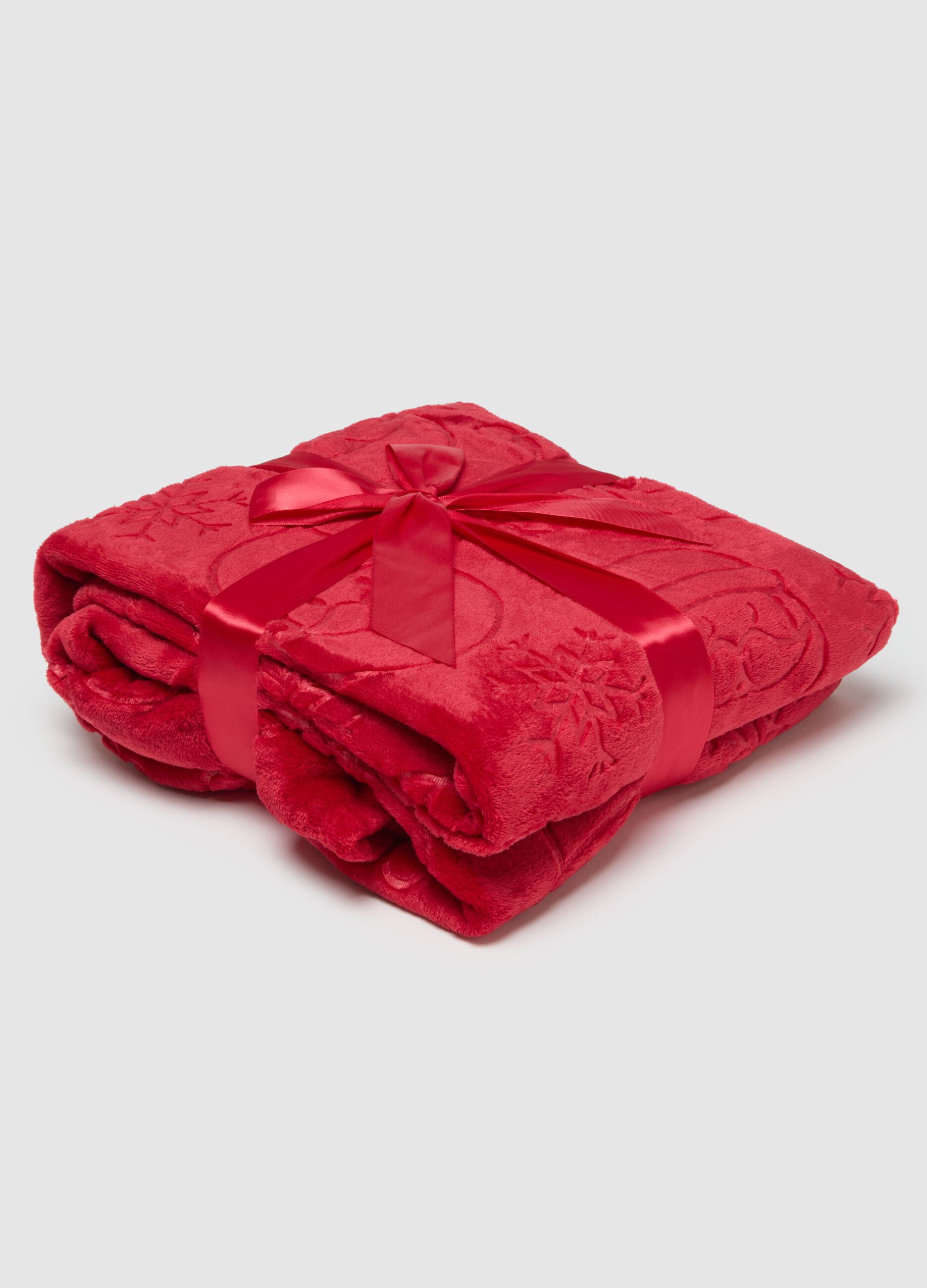 Red Blanket with Christmas Patterns