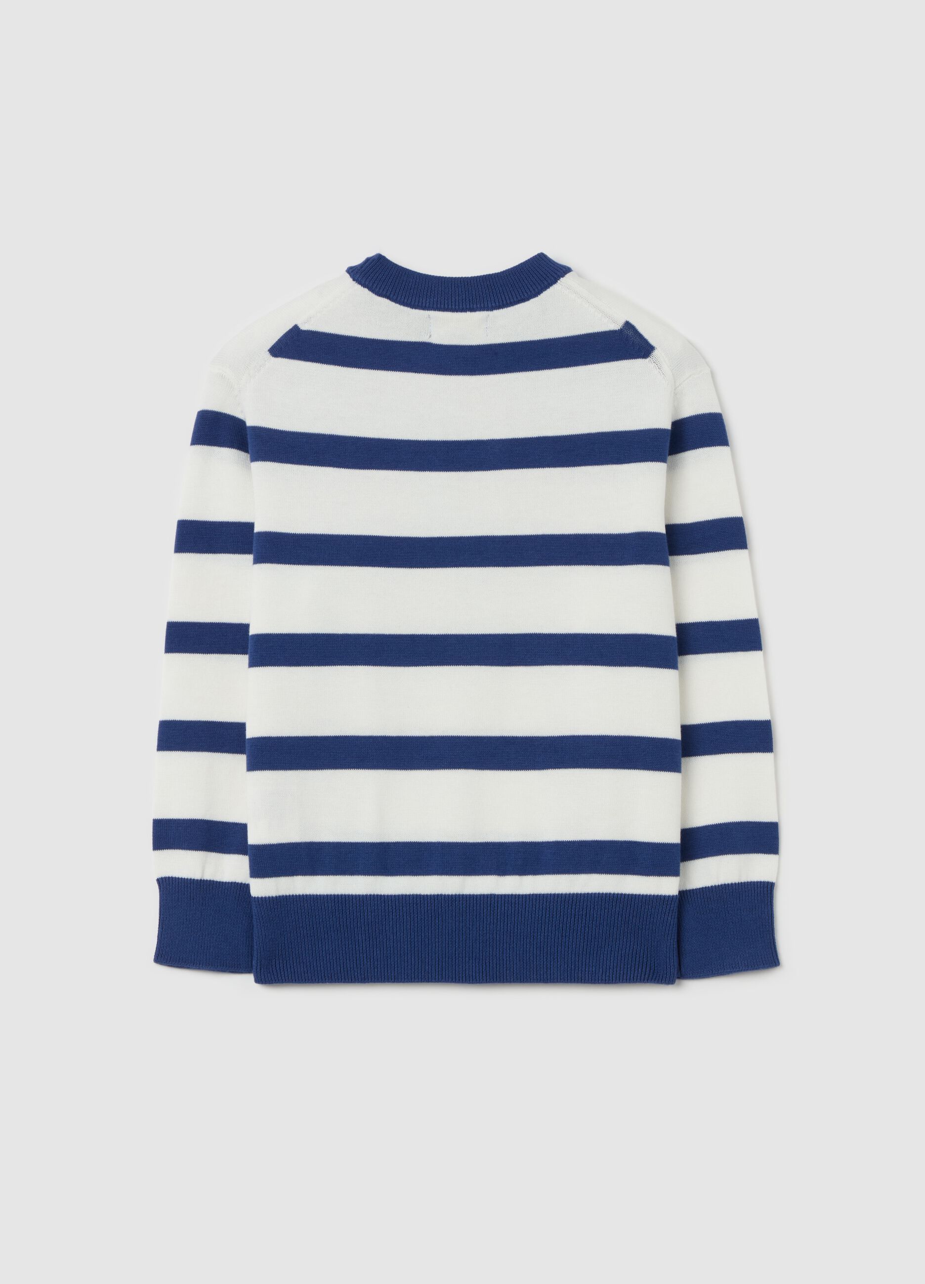 Cotton pullover with striped pattern