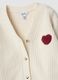 Cardigan bianco a maglia con ricamo cuore regular fit_2