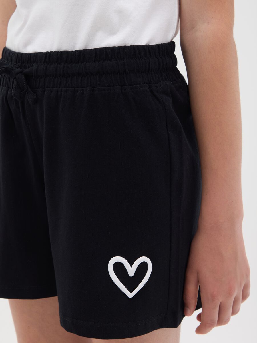 Short da ragazza in puro cotone nero regular fit_2