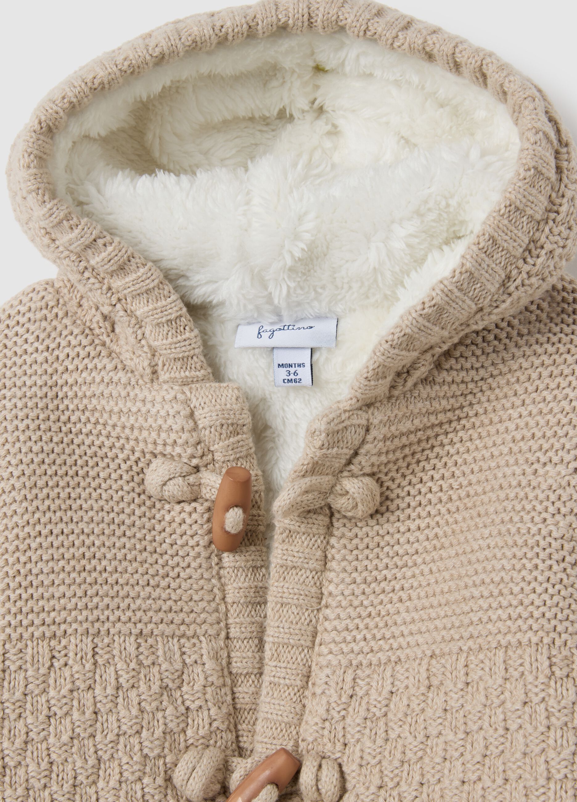 Heavy beige cotton jacket with hood