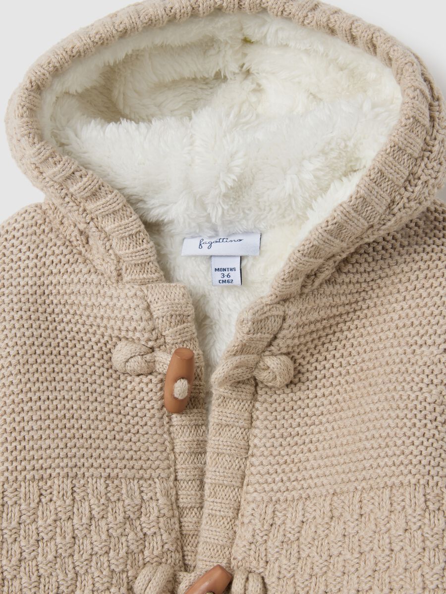 Heavy beige cotton jacket with hood_2