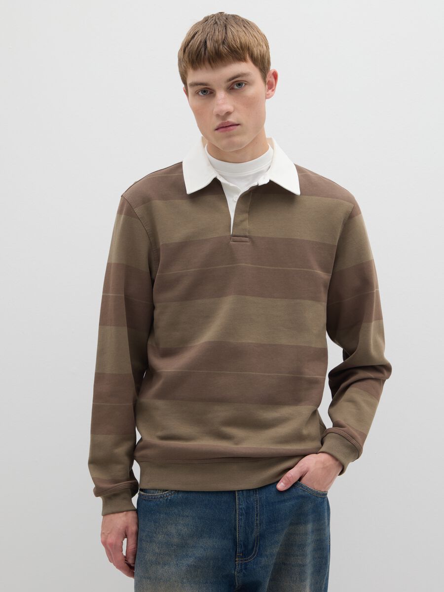 Polo in puro cotone marrone regular fit_0