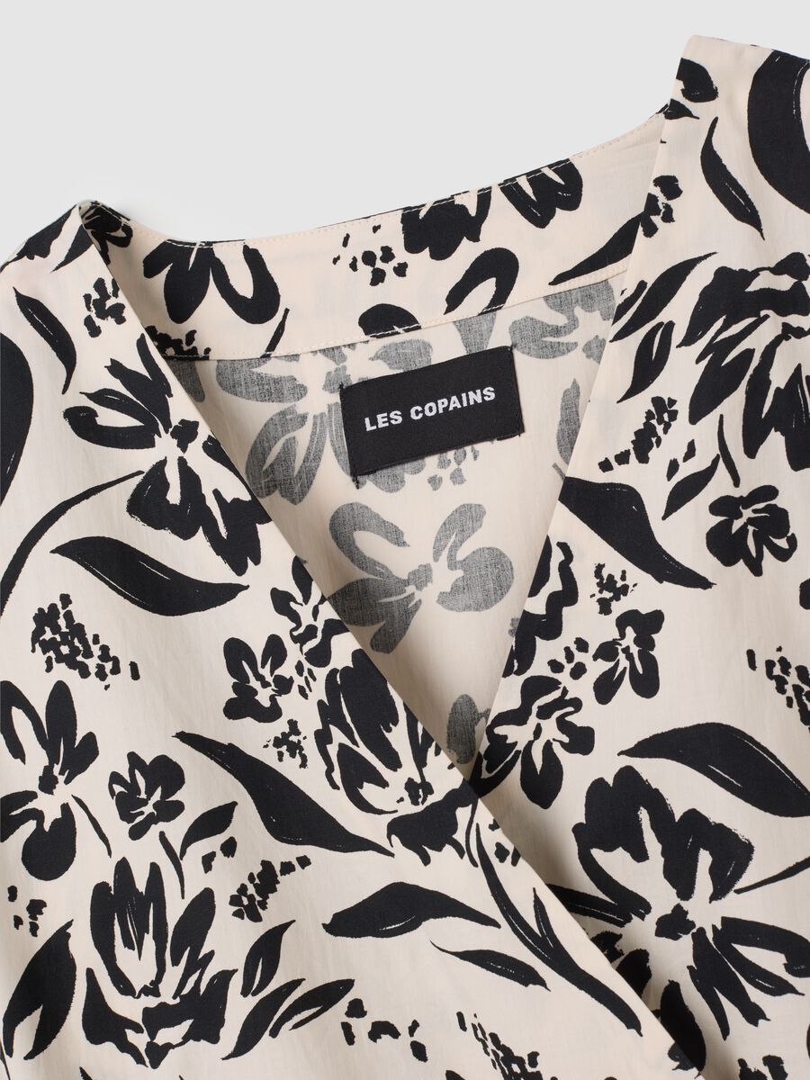 Long Printed White and Black Cotton Dress_5