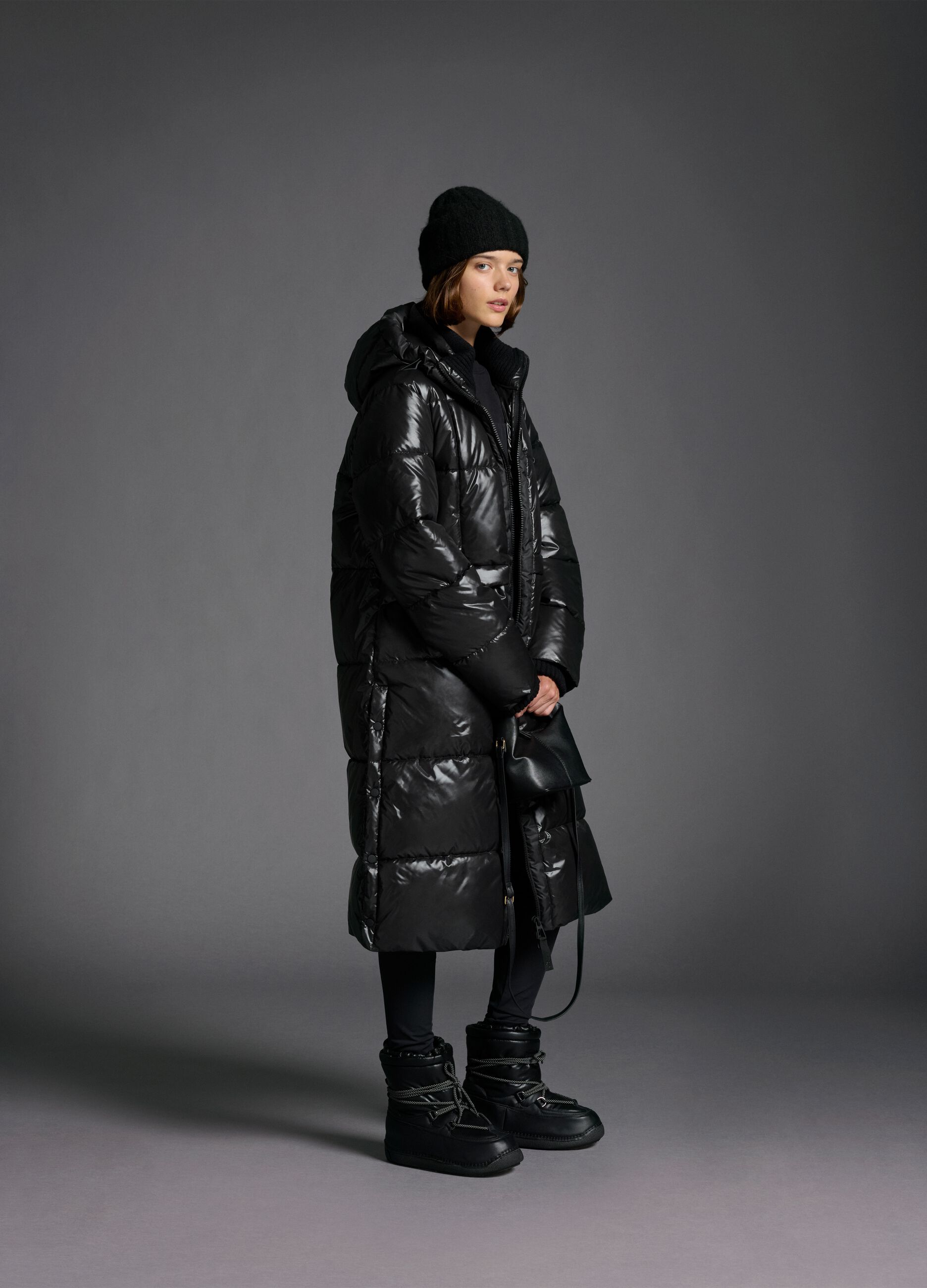 The Perfect Puffer Black Long Hooded Coat