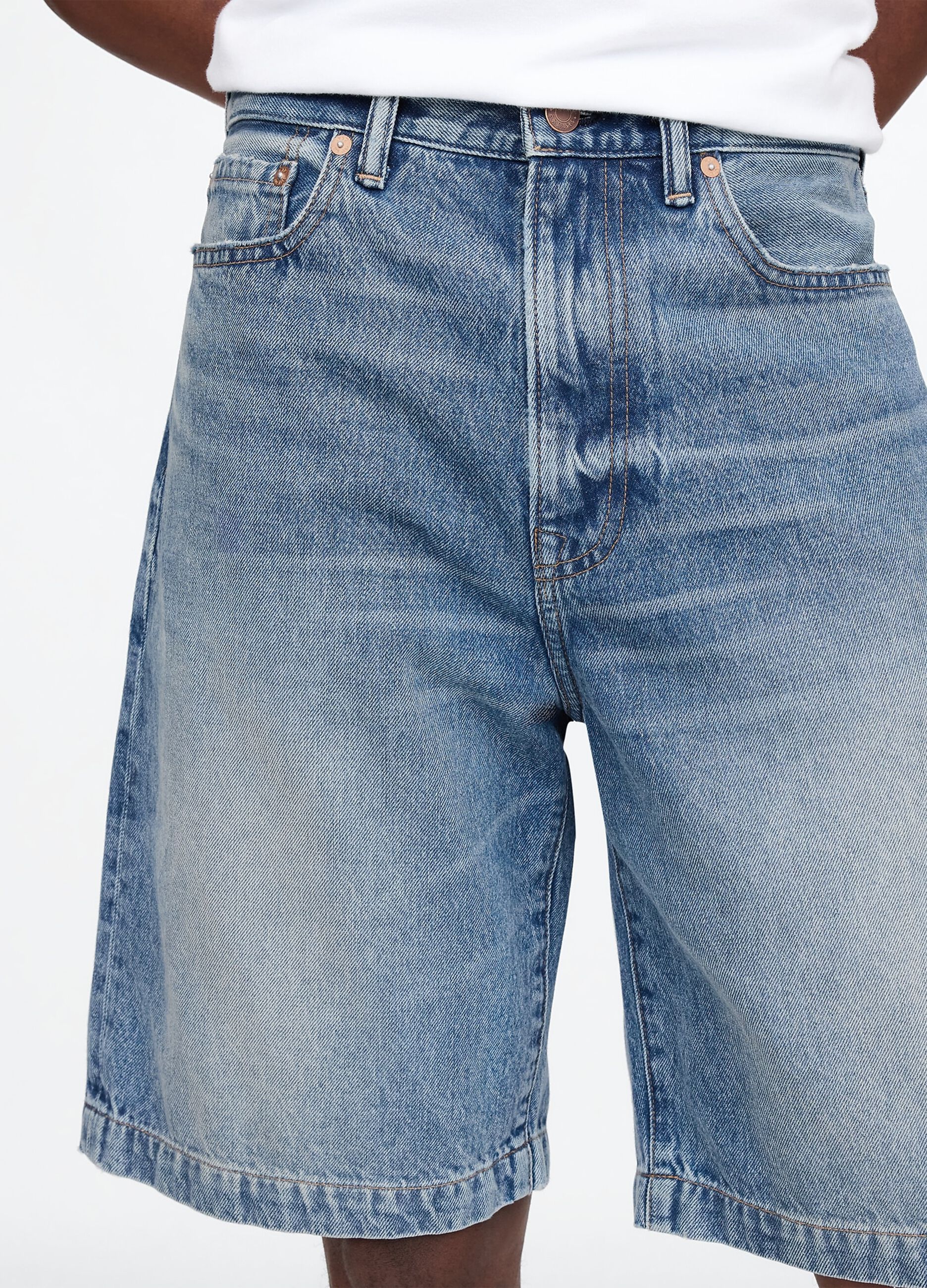 Denim Bermuda Shorts with Washed Effect