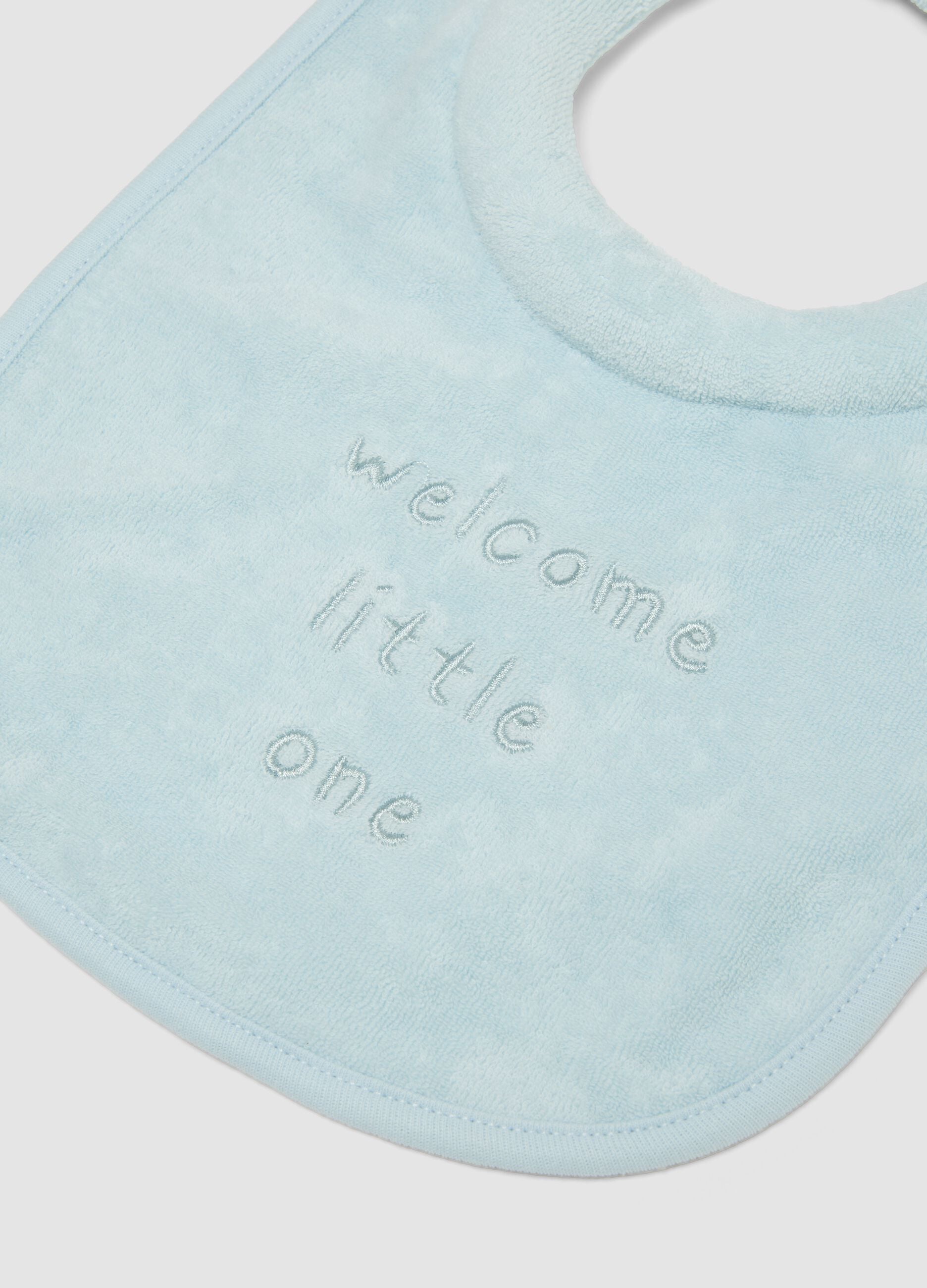 Twin pack of blue and white organic cotton baby bibs