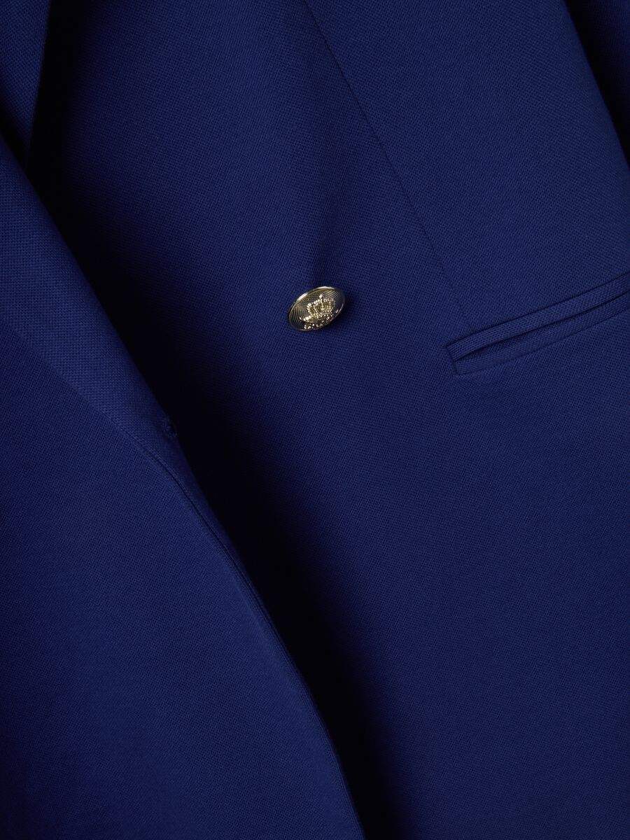 Blue Cotton Stretch Regular Fit Blazer_5