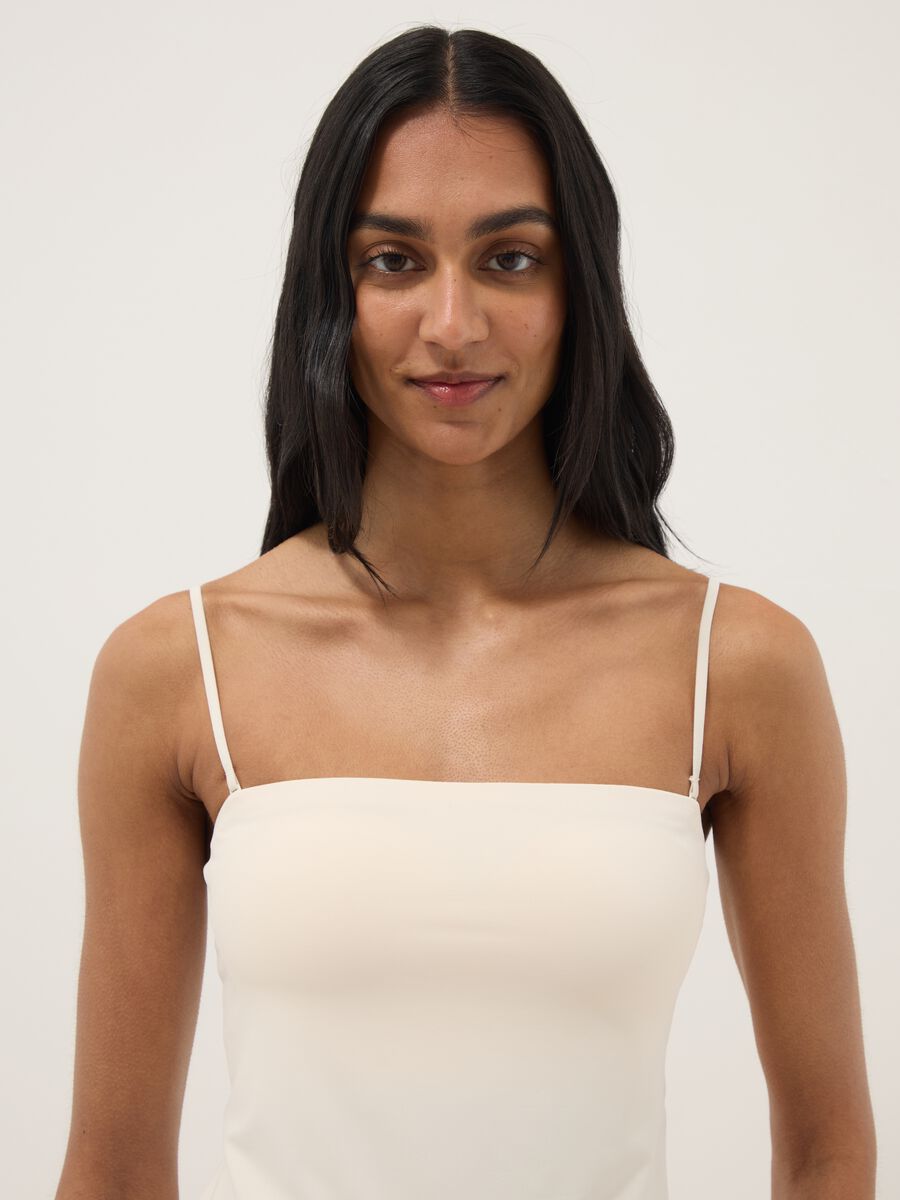 Beige regular fit camisole with square neckline_1