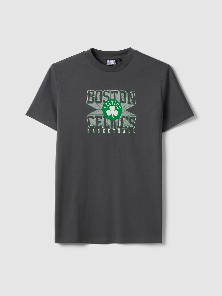 Grey pure cotton T-shirt regular fit with Boston Celtics print_0