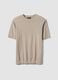 Short-sleeve beige cotton, linen, and silk blend regular fit t-shirt_4