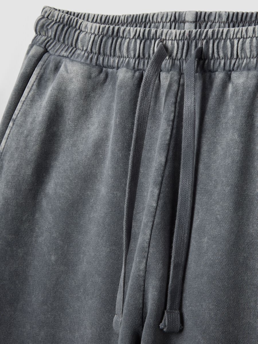 Grey wide leg pure cotton jogger trousers_5