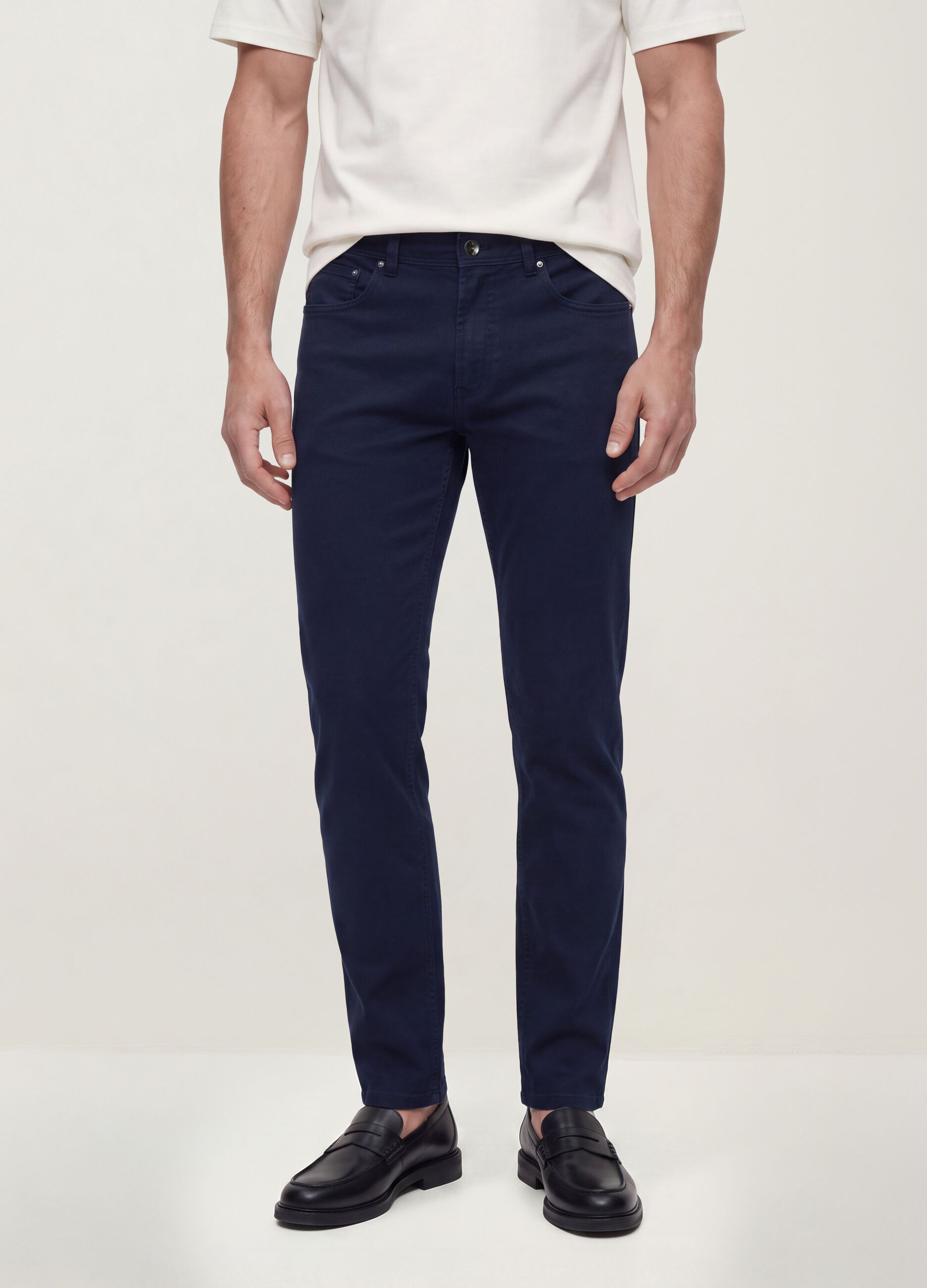 Green slim-fit stretch cotton dobby trousers