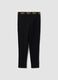 Black stretch cotton leggings with logo waistband for girls_1