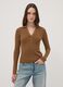 Brown ribbed viscose-blend polo-collar top_2
