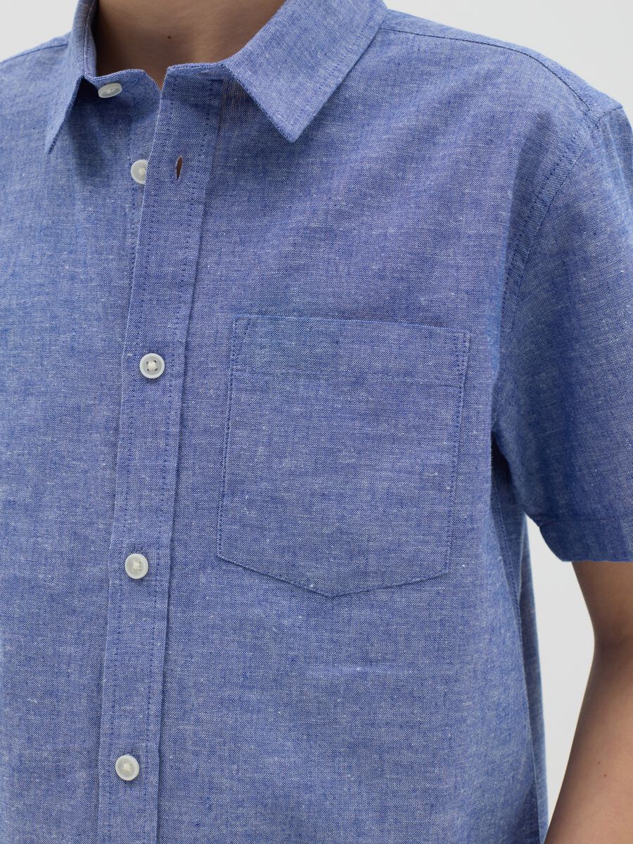 Blue shirt in cotton and linen_1