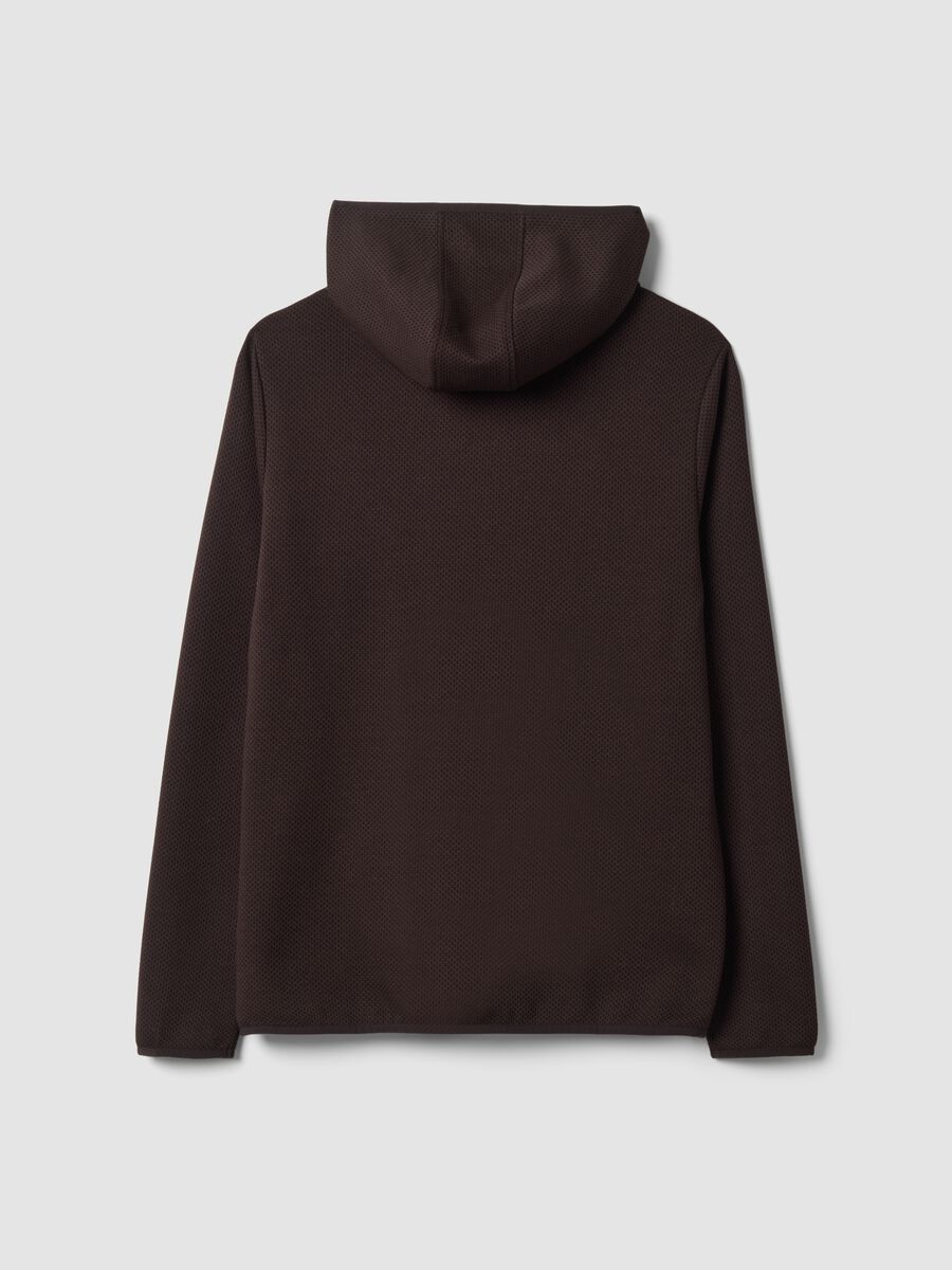 Felpa marrone in viscosa e modal elasticizzato con cappuccio Girocollo_2