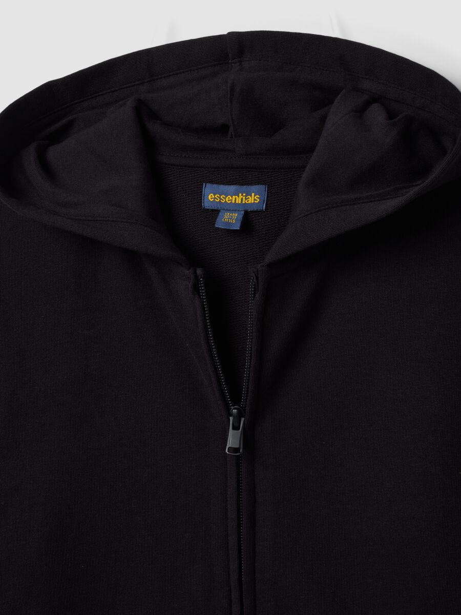 Black organic cotton hooded sweatshirt, regular fit, for boys_2
