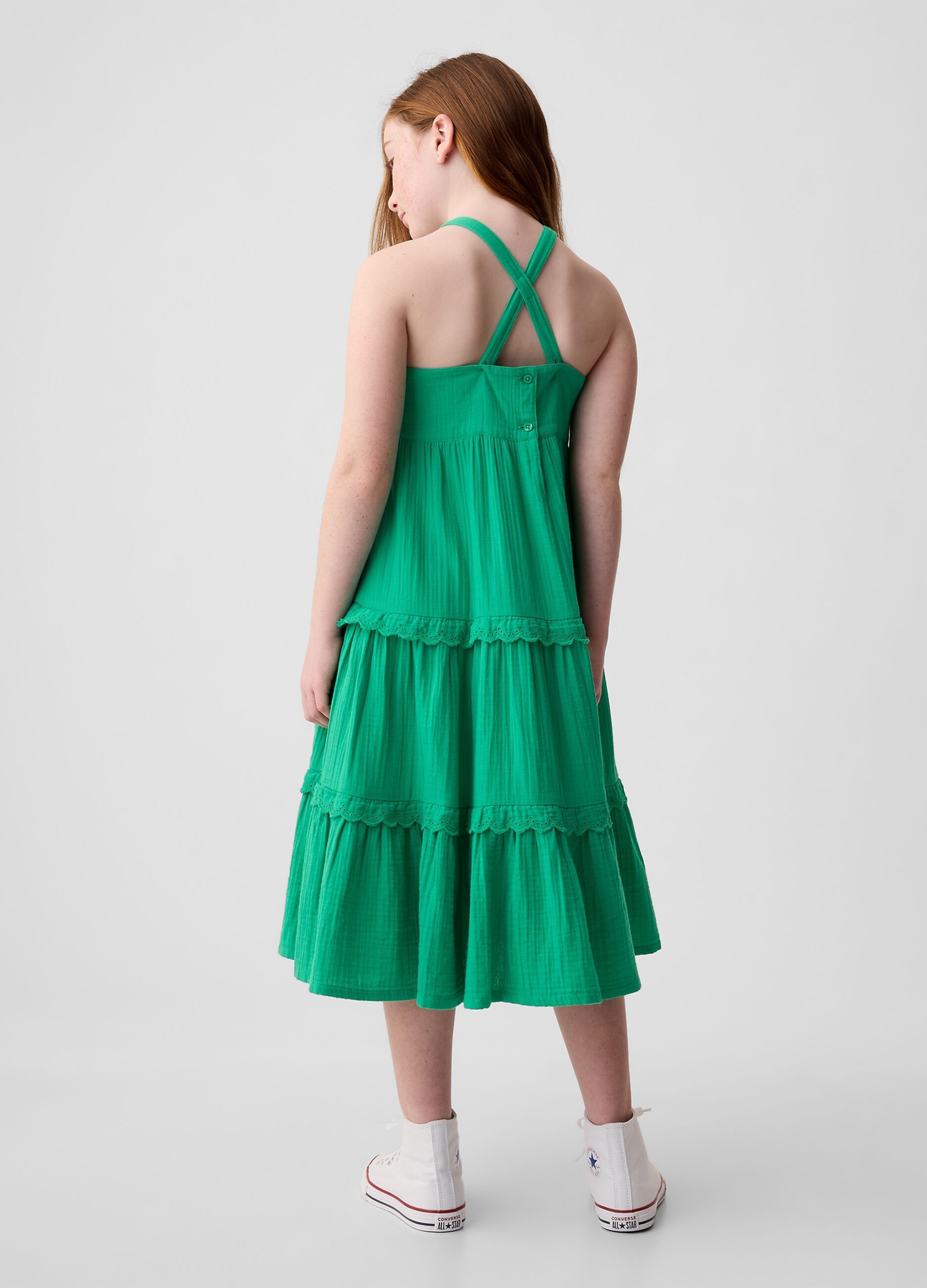 Abito midi con spalline incrociate