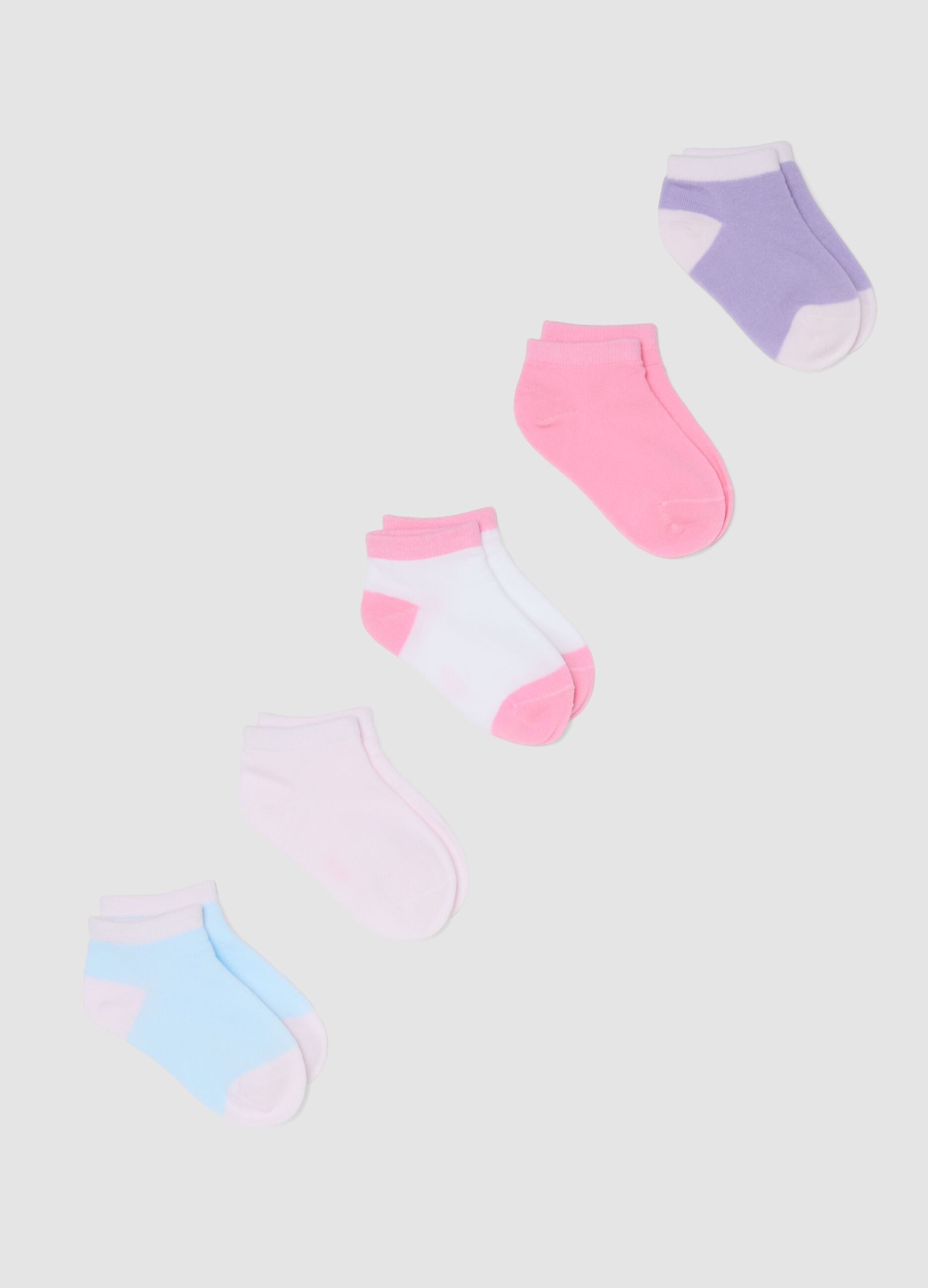 Girls&rsquo; multicolour organic cotton blend ankle socks multipack