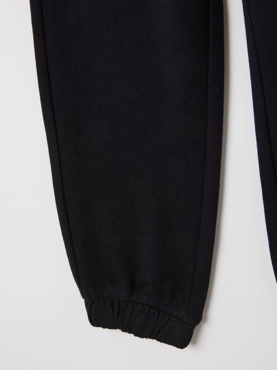Girls' black pure cotton regular fit joggers_3