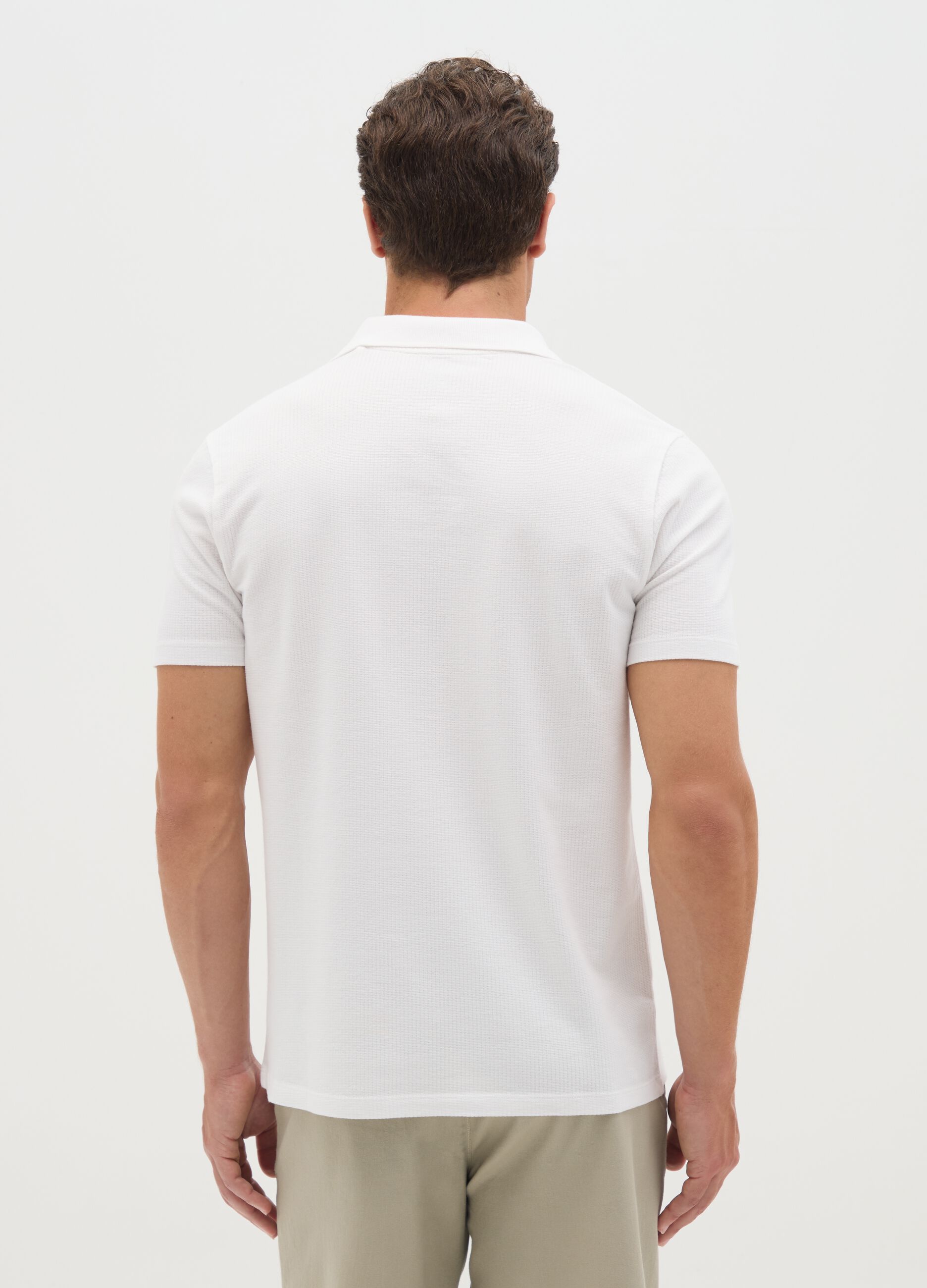 Men's white pure cotton polo regular fit