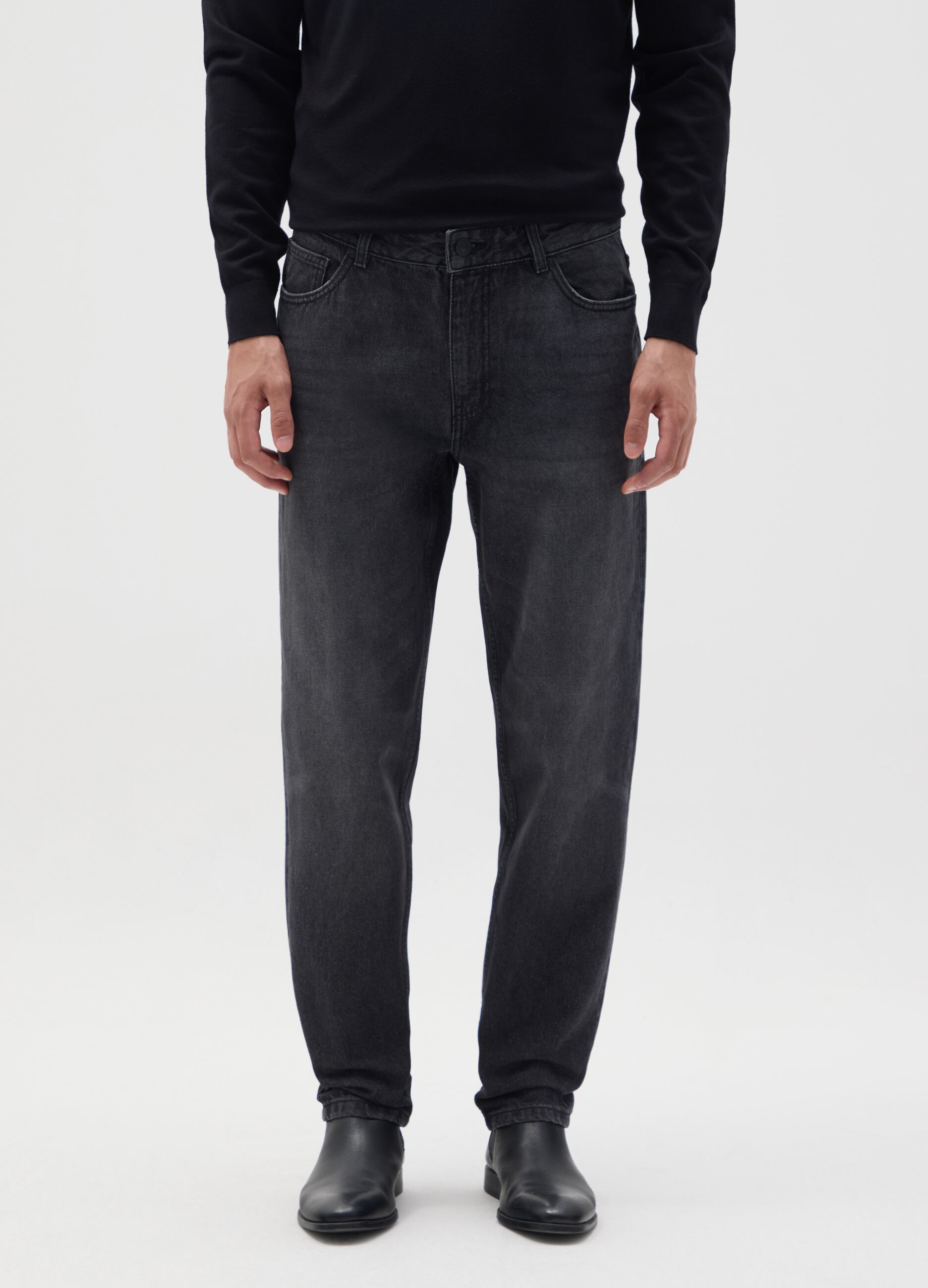 Relaxed fit black pure cotton jeans