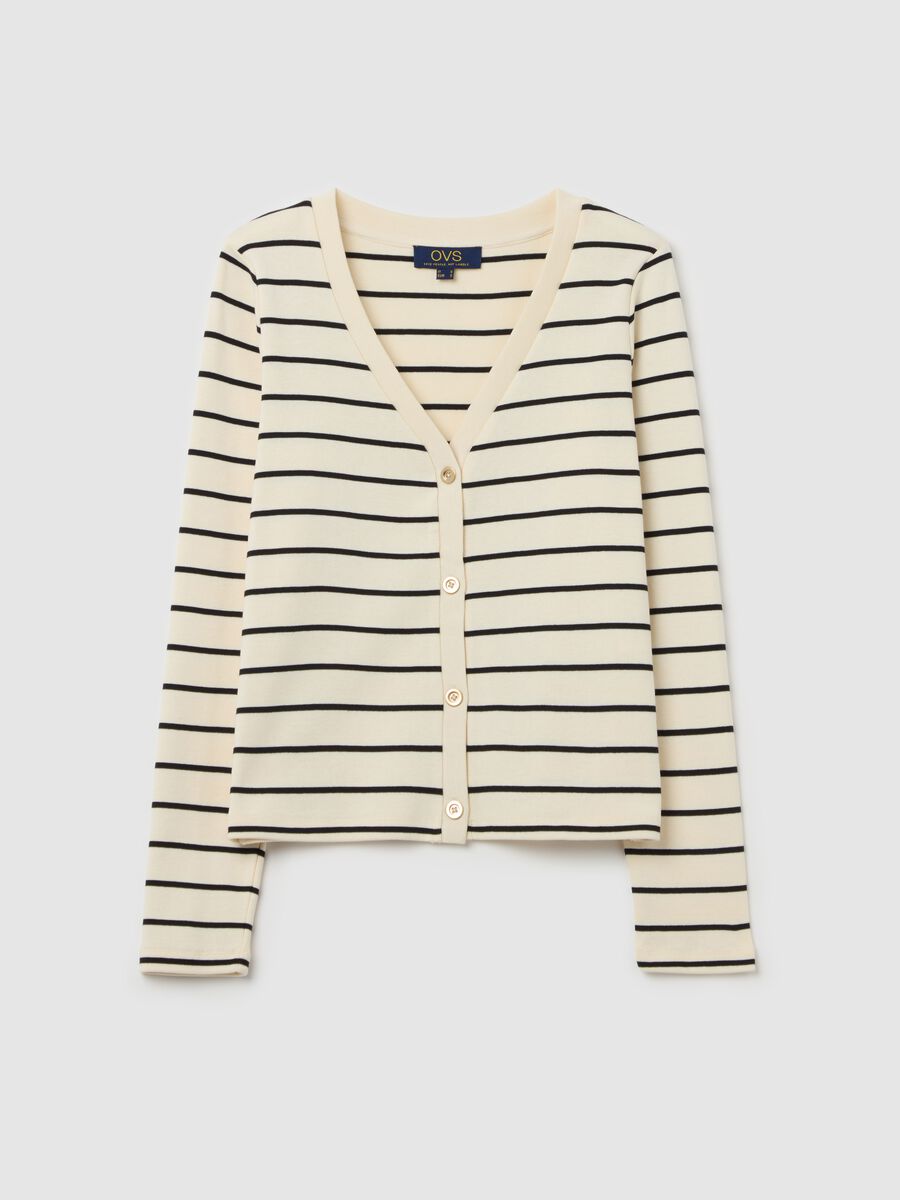 Striped cardigan with V neck_4