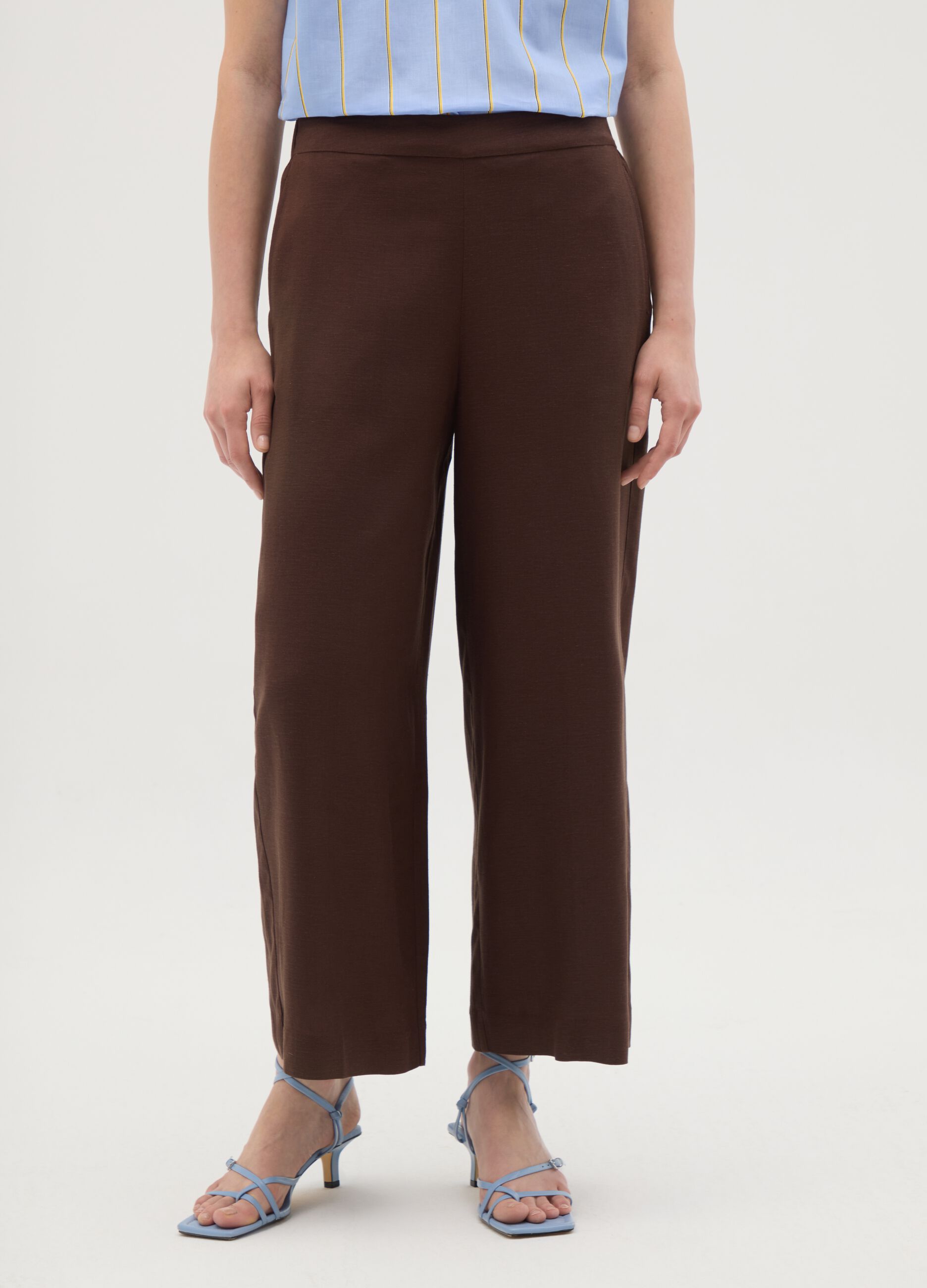 Women's Brown Viscose Blend Culotte Trousers