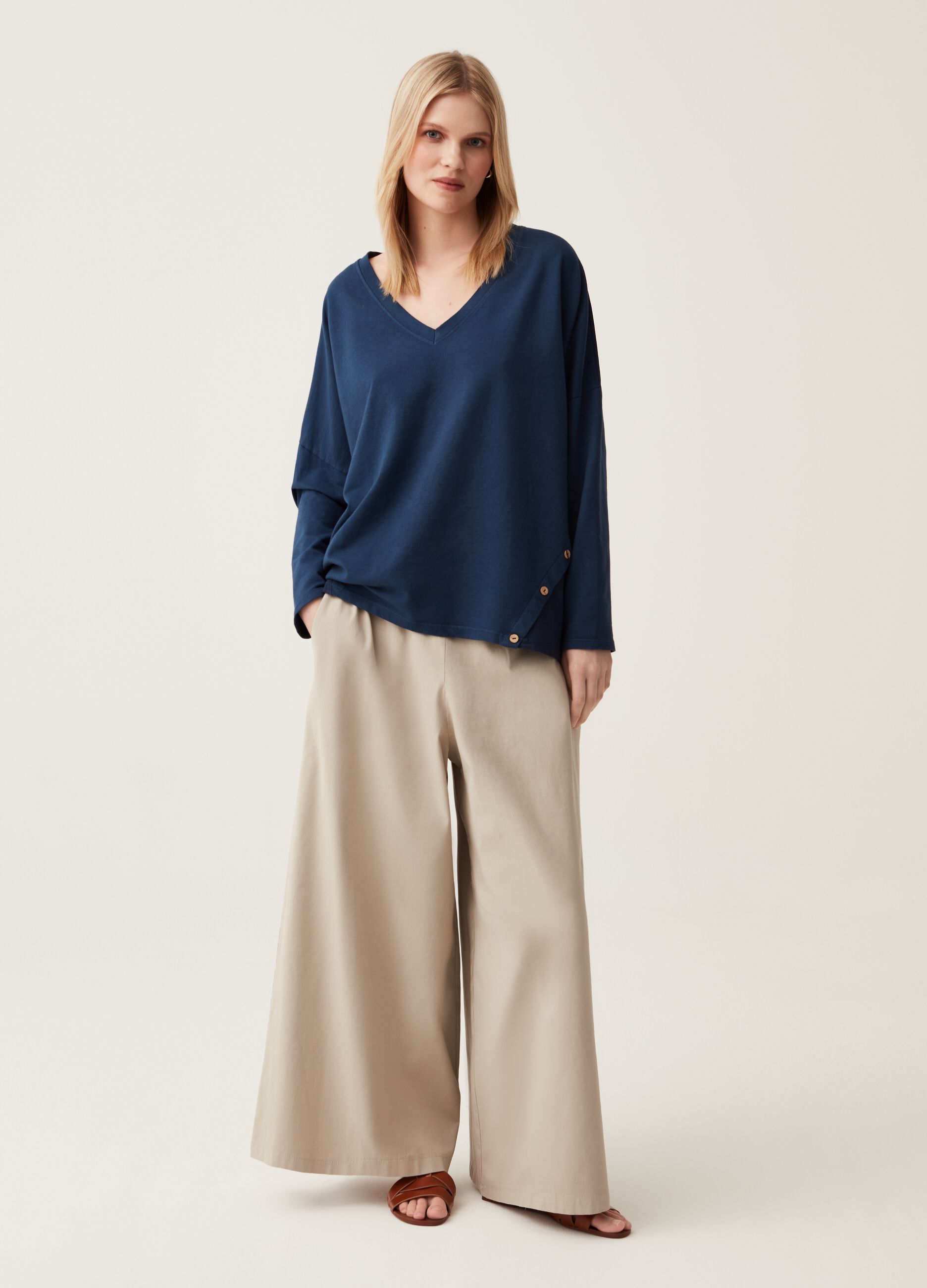 Blusa in cotone con bottoni Hybrid_1
