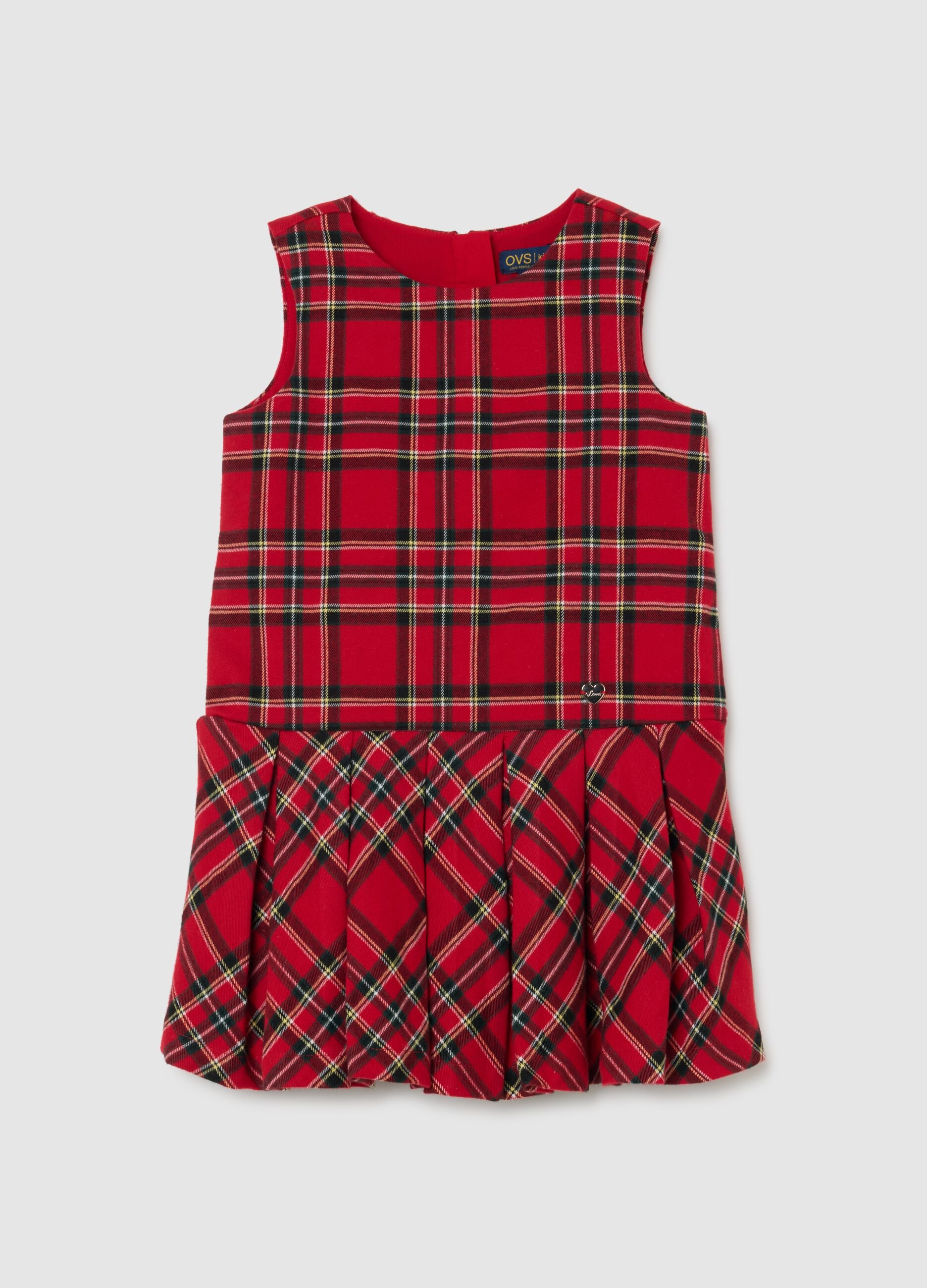Girls' multicoloured check sleeveless dress, regular fit
