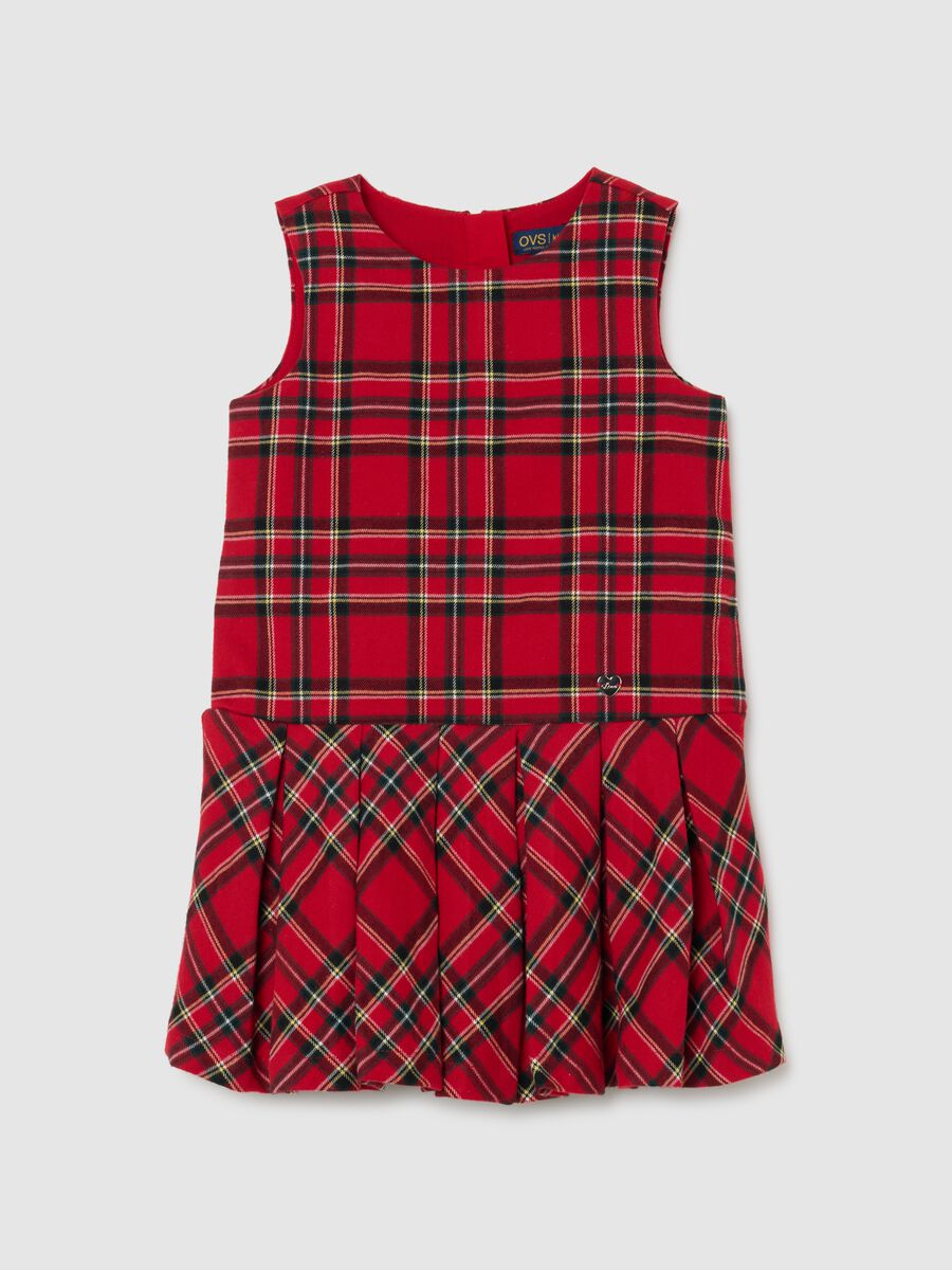 Girls' multicoloured check sleeveless dress, regular fit_0