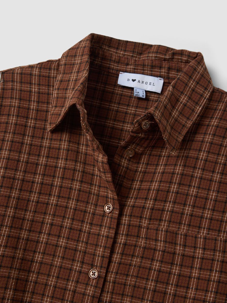 Brown checked pure cotton flannel shirt_1