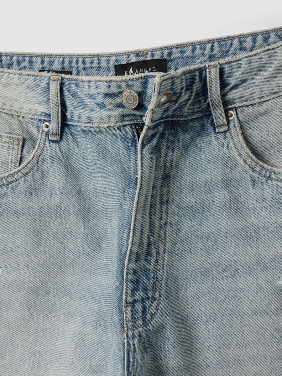 Blue denim skater fit pure cotton shorts with rips_5