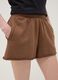 Brown cotton-blend shorts with elasticated waistband_3