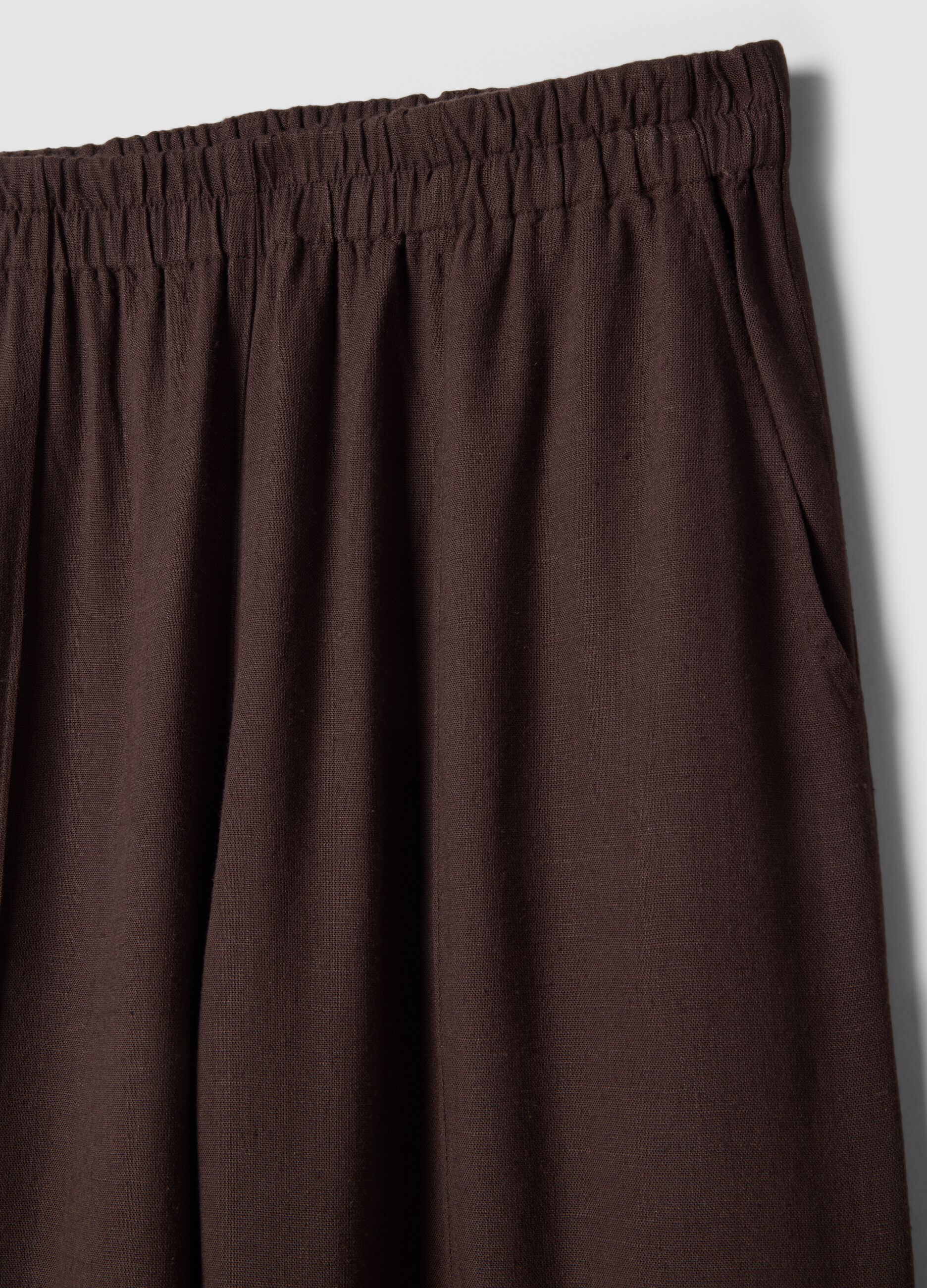 Brown viscose and linen-blend straight-fit trousers