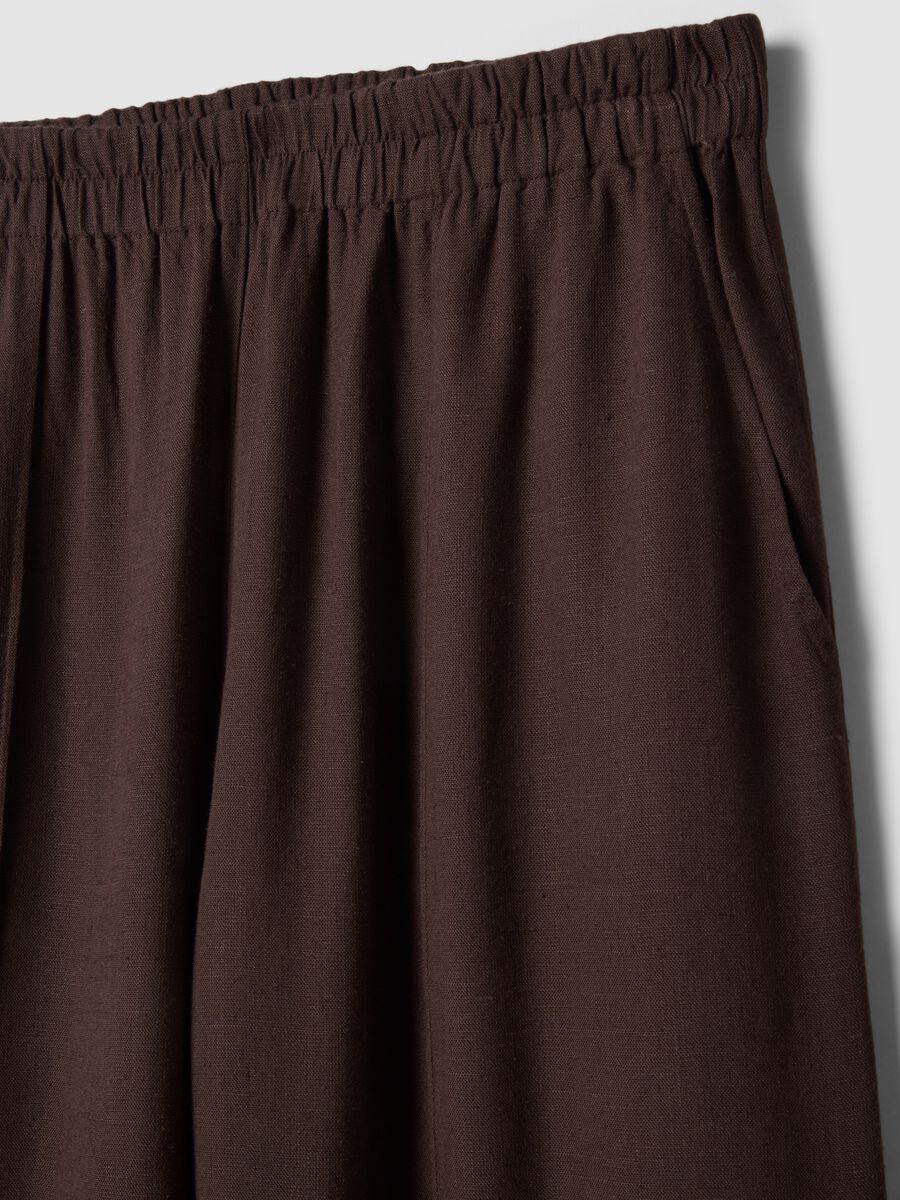 Brown viscose and linen-blend straight-fit trousers_6